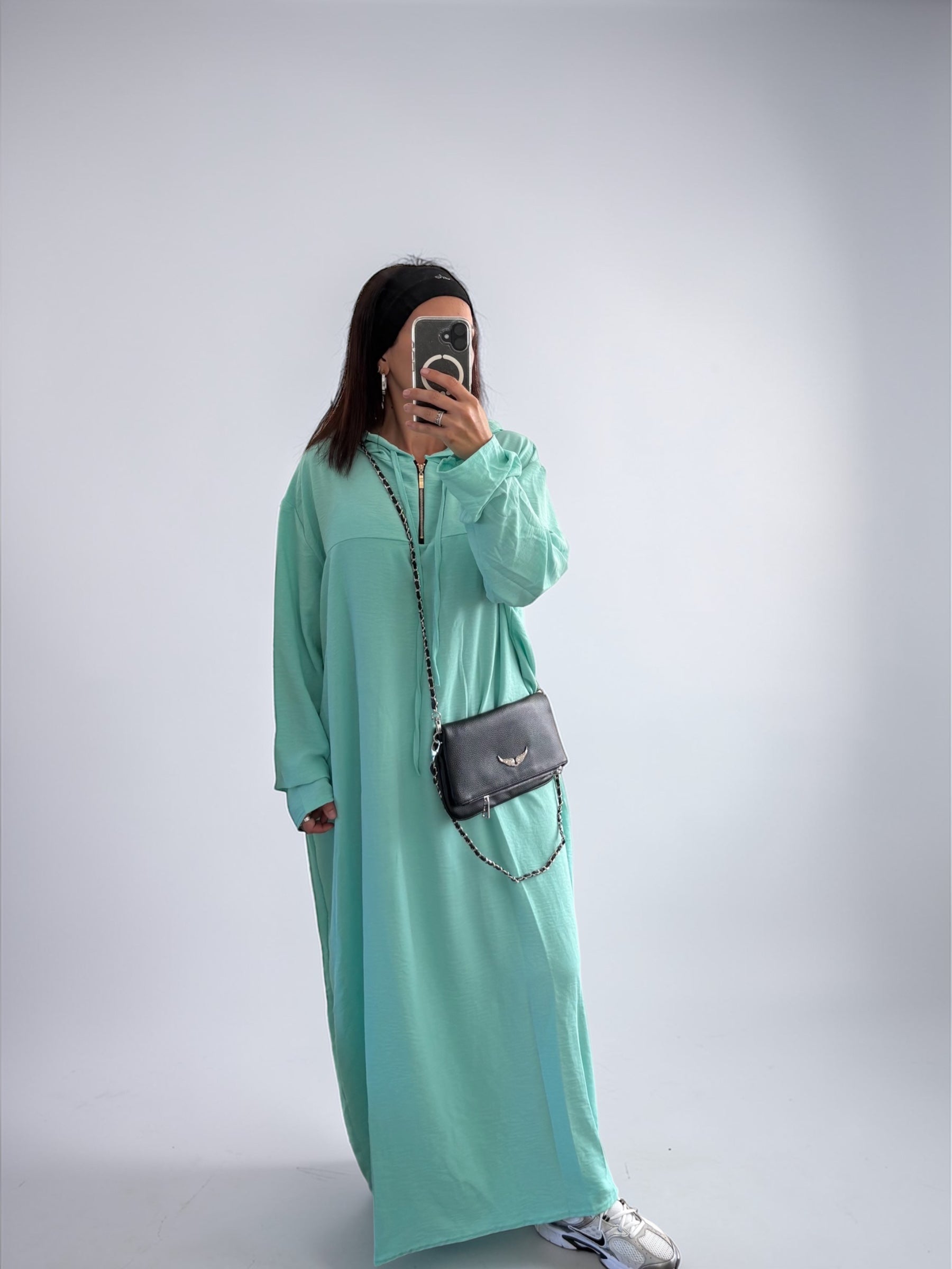 Robe à capuche légère vert d’eau